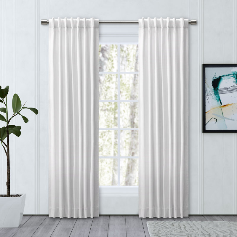 LeeRoy 100% Sustainable Cotton Blend Chevron Texture Room Darkening Thermal Triple-Lined Rod Pocket Panel, White