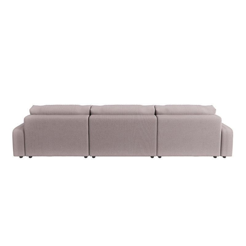 Emma 6 Seater Corduroy Sofa Bed, Powder Pink
