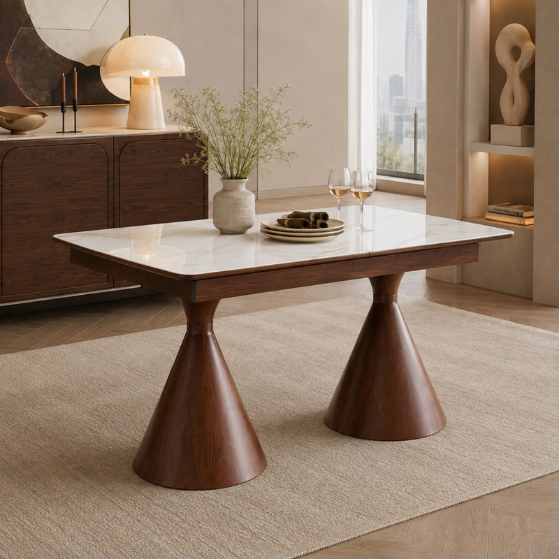 Table de salle à manger Vonnie, Noyer, blanc