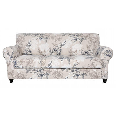Stretch Sofa Cover Printed Couch Cover, Floral Pattern 4 Pieces Sofa Slipcover With 3 Separate Cushion Cover, Washable Furniture Protector For Living Room(Sofa, Flower Shadow)
