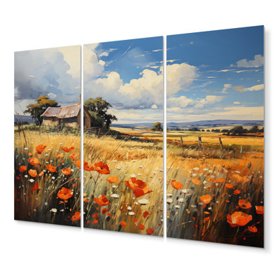 Ensemble de 3 décorations murales French Fields Of Normandy I