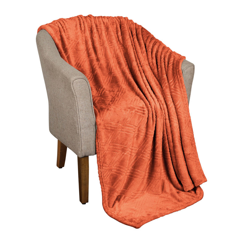 Couverture molletonnée en polyester moelleux Alaska, Rouille, Jeté XL