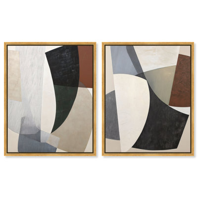 Combed and Swirled I & III, reproduction d'art sur toile encadrée par Art Remedy, cadre noir, 16 x 20