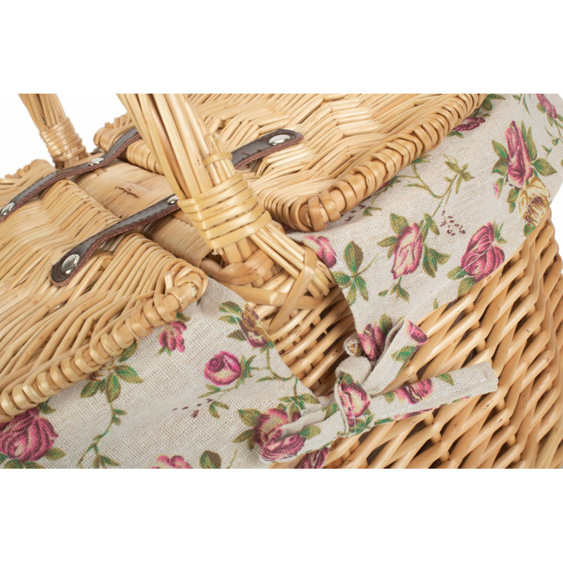 Wicker Buff Oval Picnic Basket with Lining