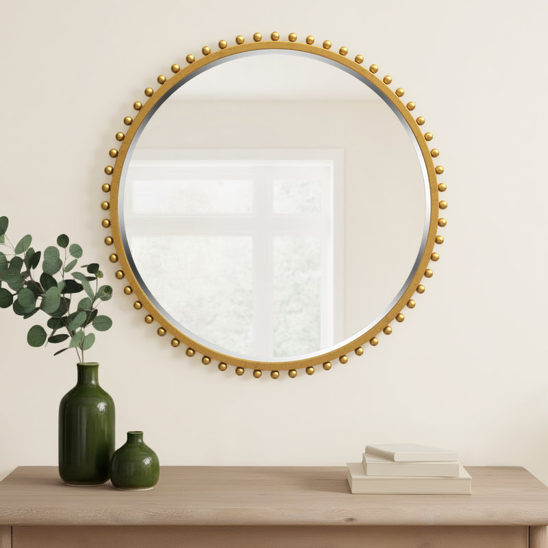 Bedonia 32" Round Metal Wall Mirror, Gold