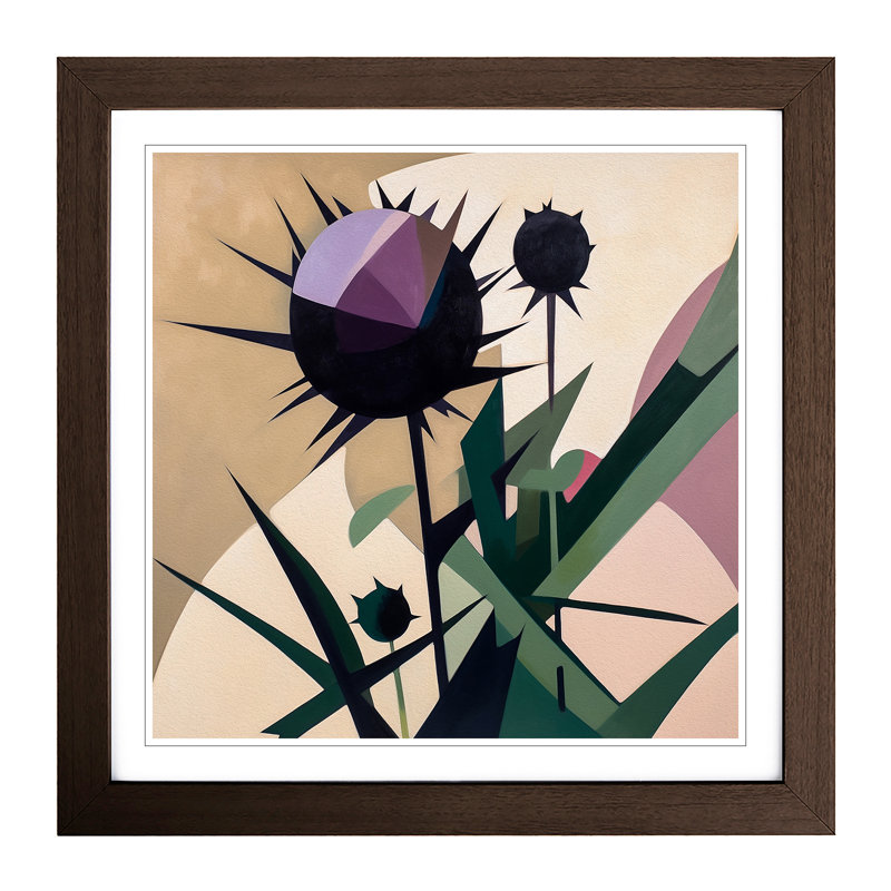 Thistle Suprematism No.5 - Framed Print, Walnut