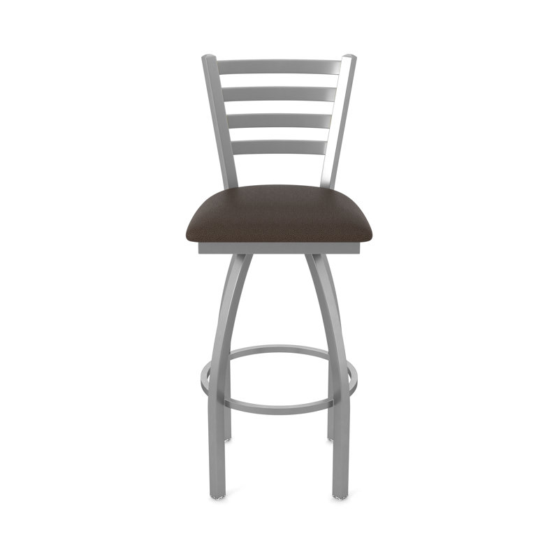 Jackie Swivel Stool, Vinyl-Rein Coffee, Stainless, Bar Stool (30" Seat Height)