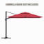 Parasol carré en porte-à-faux 11 pi en rouge (sans base de parasol)