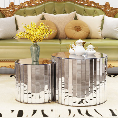 Table basse à miroir de luxe - Petite table basse argentée de mobilier de salon moderne convenant à la décoration de canapé de mobilier moderne