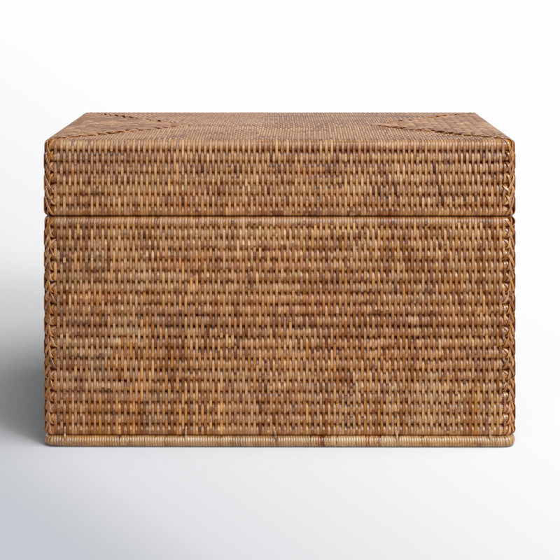 Honey Brown Hand-Woven Rattan Lift Lid Storage Trunk