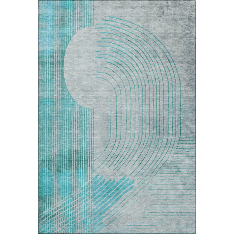 Premium Machine Washable Ariel Geometric Rug, Rectangle 5' x 7'6"