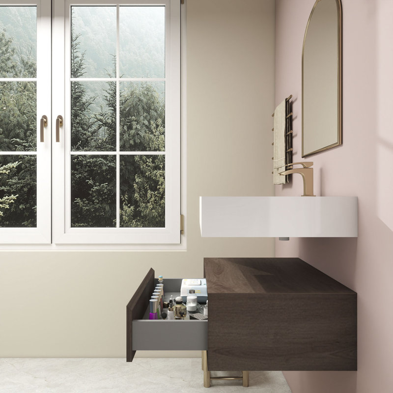 Alysa 30" Wall-Mounted Single Bathroom Vanity Set, Red  Oak