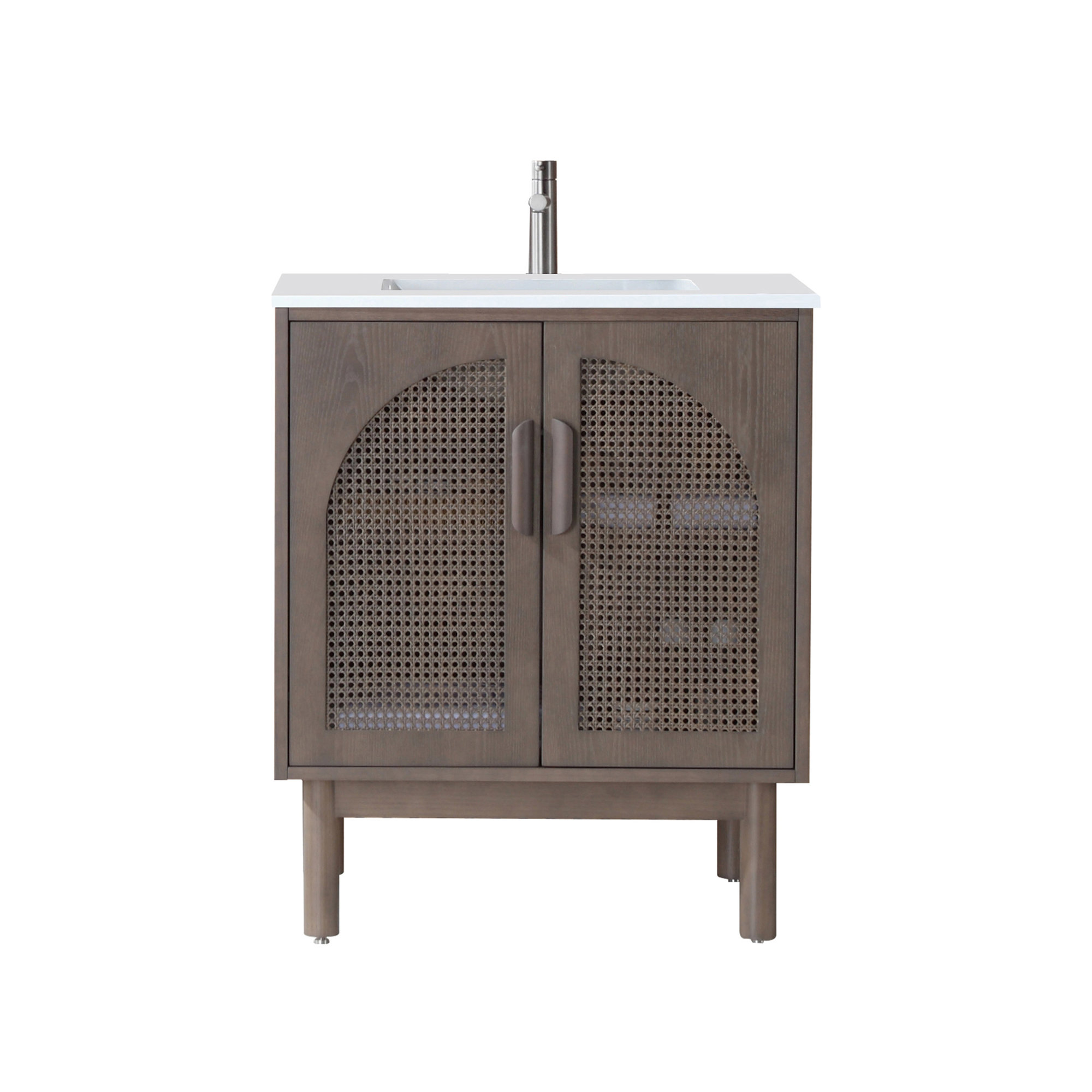 Emir 29.13'' Single Bathroom Vanity with White Quartz Top, Chestnut Oak