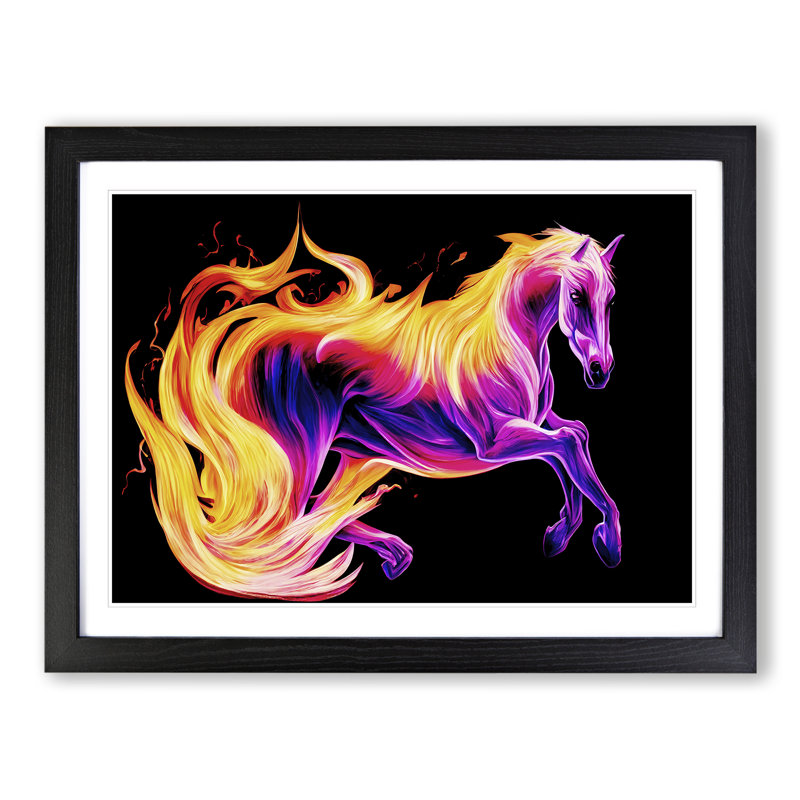 Revered Horse - Single Picture Frame Painting, Black Framed, 34cm H x 46cm W x 2cm D