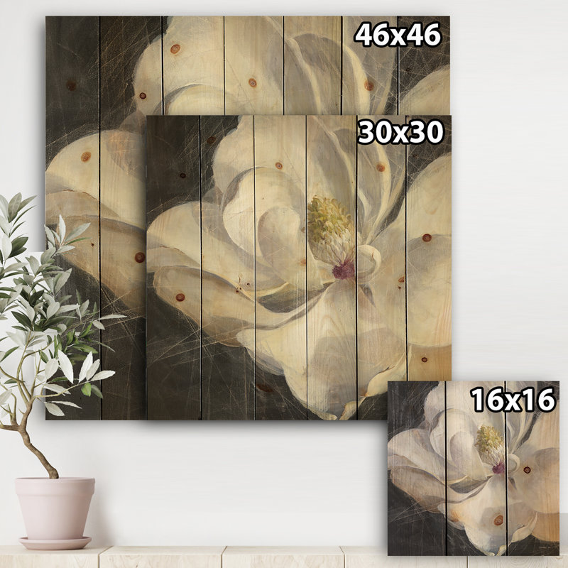 Magnolia Vivid IV - impression sans cadre sur bois, H 16 po x l 16 po x P 1 po