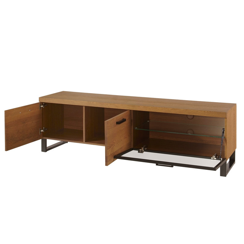 Laimondo Solid + Manufactured Oak Wood 2-Door 1-Flap TV unit