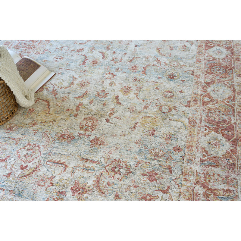 Antique Loom Blue/Rust Polyester powerloom Area Rug, Rectangle 12' x 15'