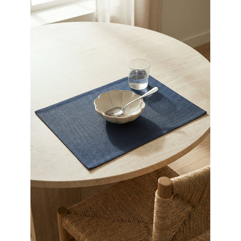 Navy Blue Drift Weave Indoor Outdoor Placemat, Red