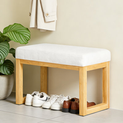 Banc à chaussures en bois massif, structure épaisse et siège rembourré doux, banc à langer pour petits espaces, salon, chambre à coucher, facile à assembler