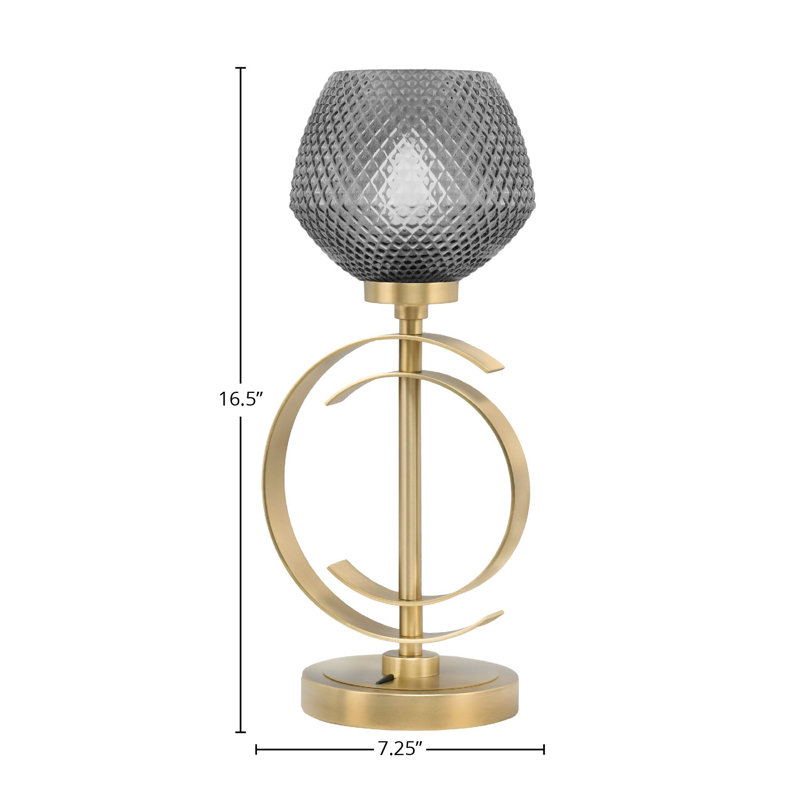 Lampe de table en acier inoxydable Gulran, Laiton, Noir, H 16,5 po x l 7,25 po x P 7,25 po
