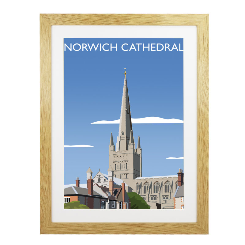 Norwich Cathedral 1 Piece Wall Art, 43.5 cm H x 33.5 cm W x 2.2 cm D, Oak Wood Frame