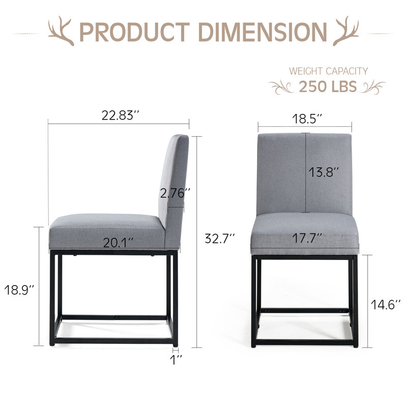Chaise de salle à manger rembourrée Beppina, Gris