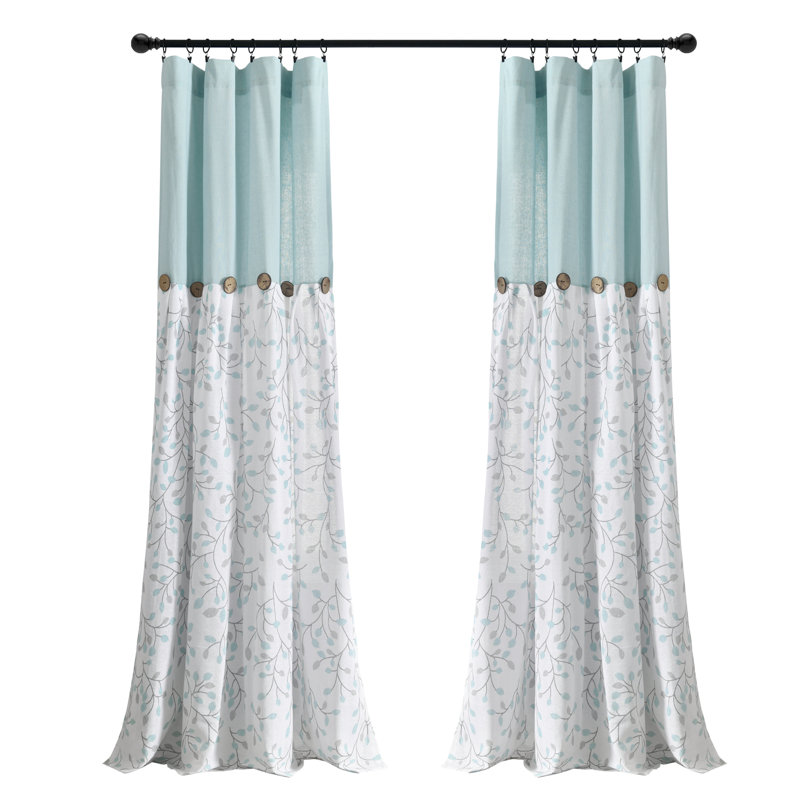 Rideau en mélange de coton, Bleu