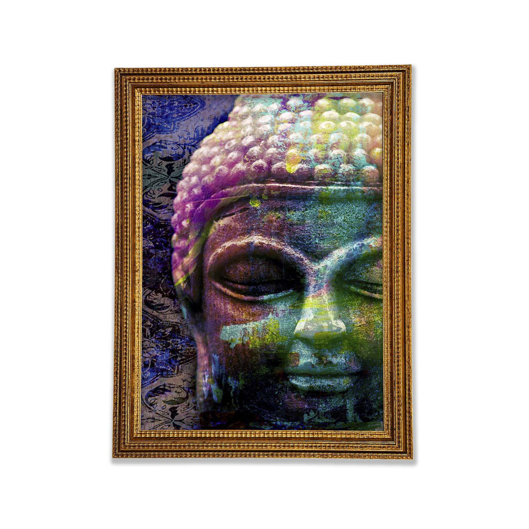 Retro Regenbogen Buddha - Druck