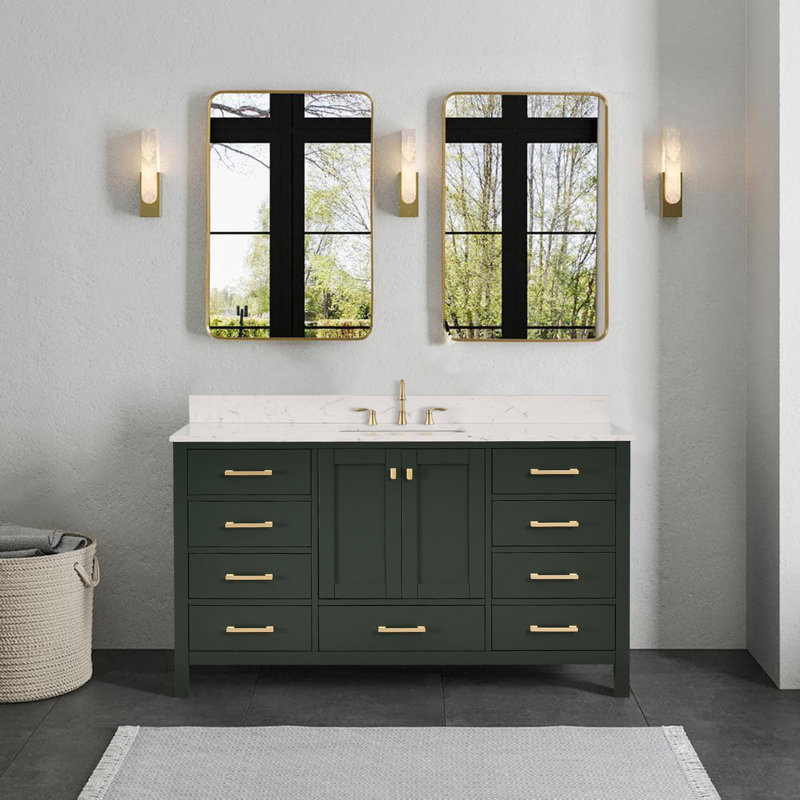 Meuble-lavabo 60 po avec lavabo simple Cholena, Vert