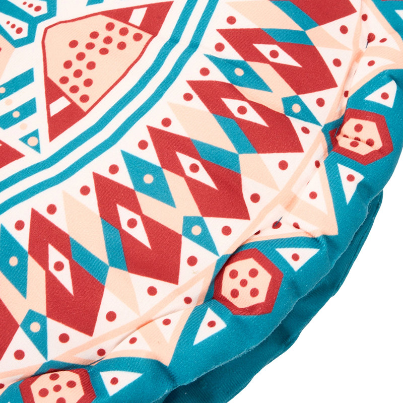 Round Bohemian Tatami Seat Cushion, Green/Beige