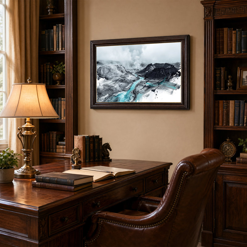 «Turquoise River And Steam Vents In Volcanic Landscape», art mural sur toile, 16"H x 24"W