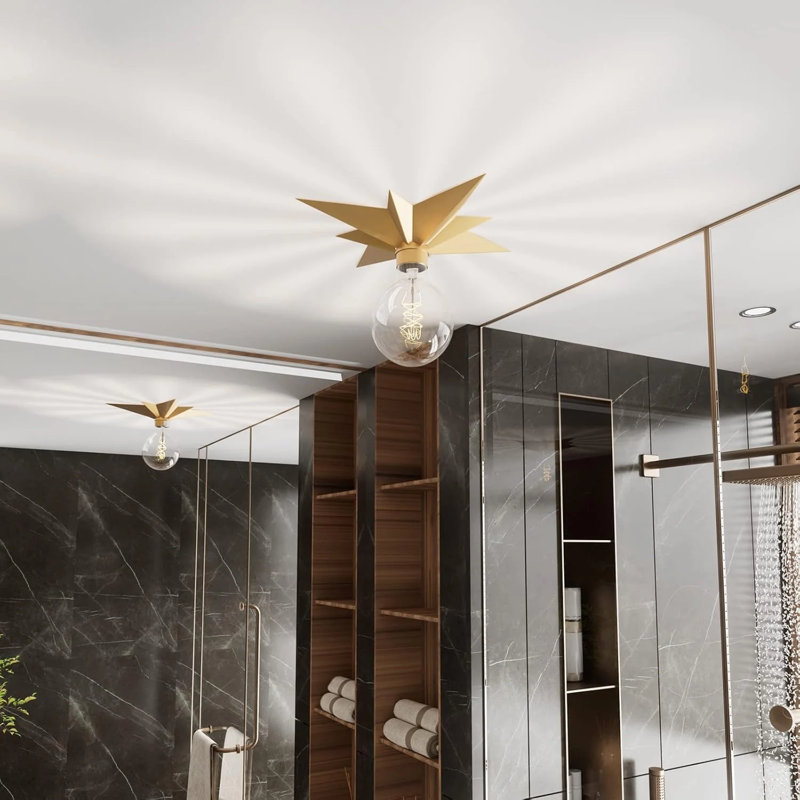 Plafonniers et plafonniers encastrés 11,8 po avec globe en verre moderne doré pour salon et chambre à coucher, Doré