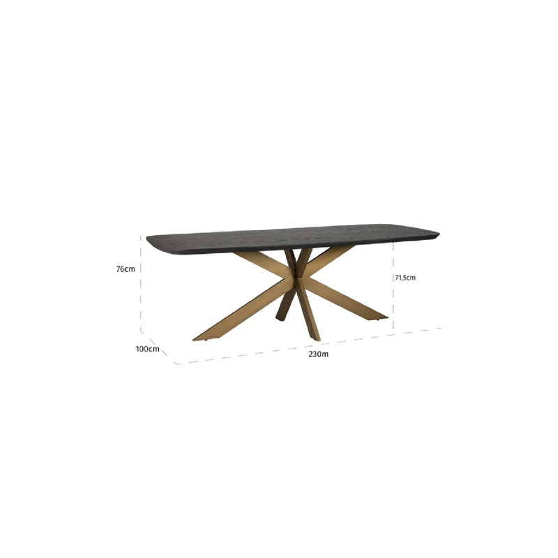 Cambon Oak Metal Base Dining Table