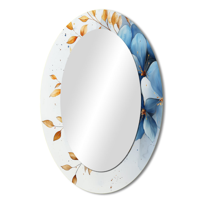 Plumeria Radiance - miroir mural bleu, 36 po x 24 po