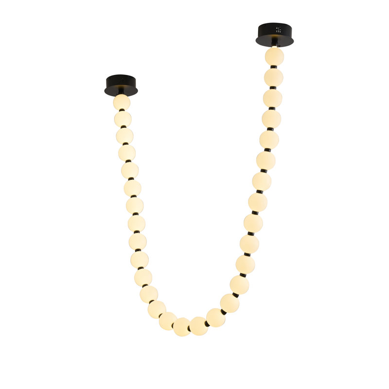 Lustre moderne à perles 30 lumières DEL, Noir satiné