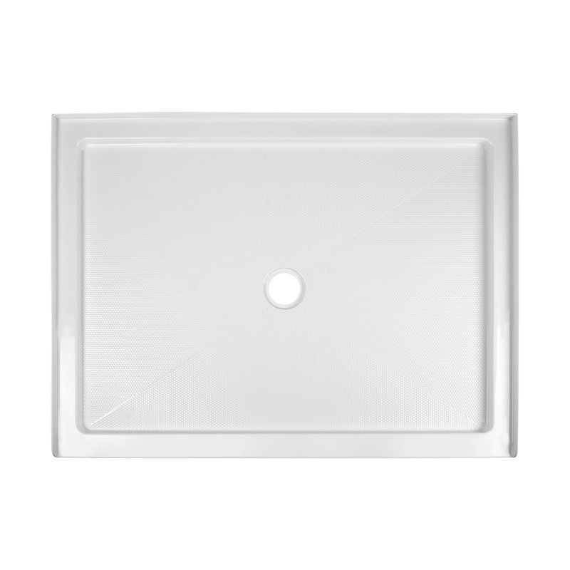 DeerValley 48" x 34" Rectangle Shower Base White Acrylic with Single Threshold Shower Pan, Non-slip Design, White