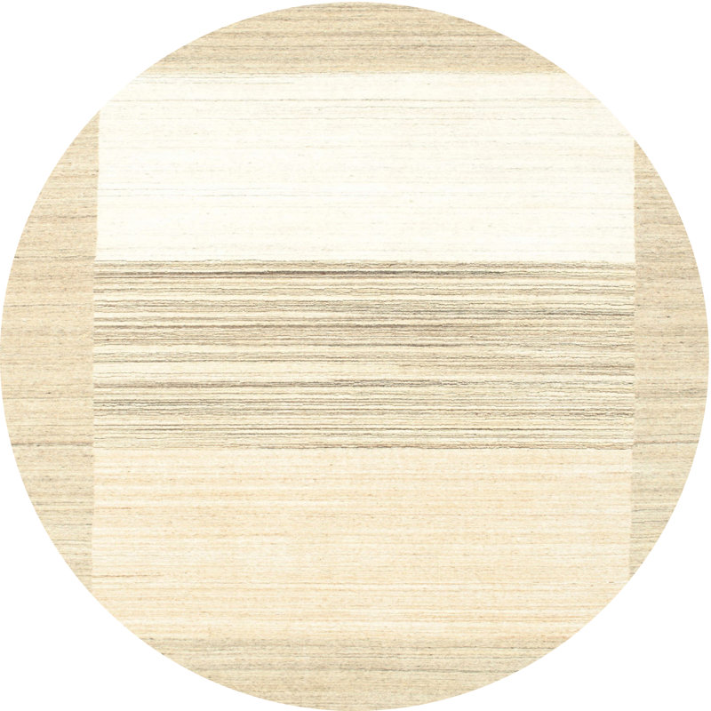 Gris contemporain/Tapis décoratif beige, Rond 4 pi
