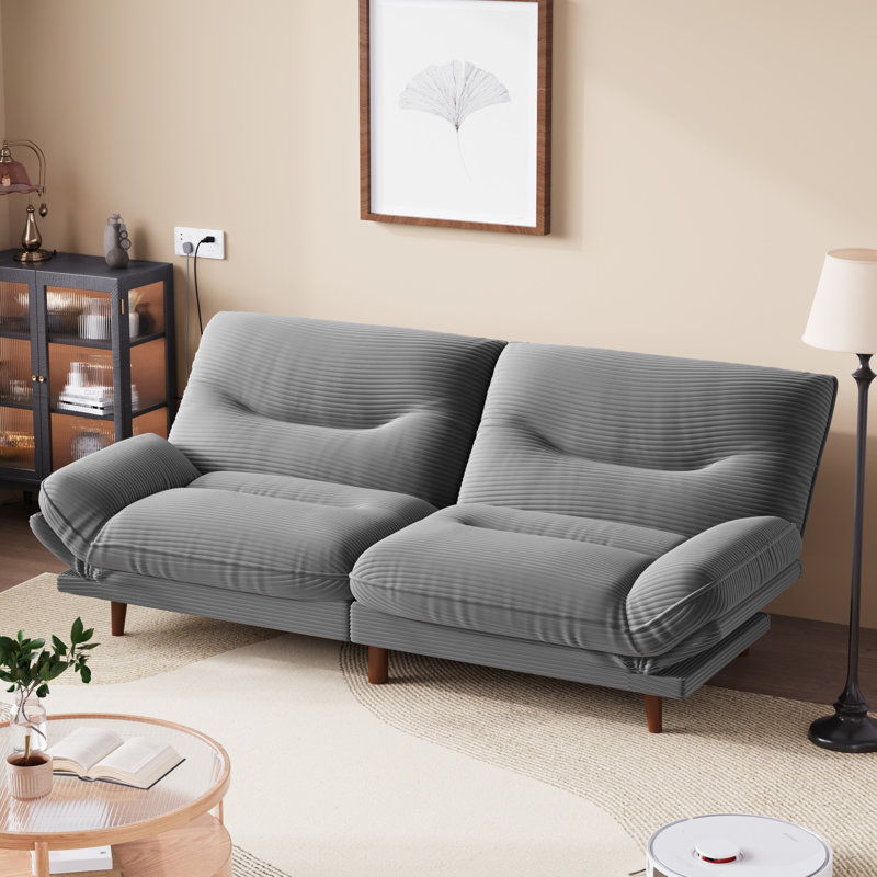 65" FUTON And FUTON Bed, Gray Corduroy