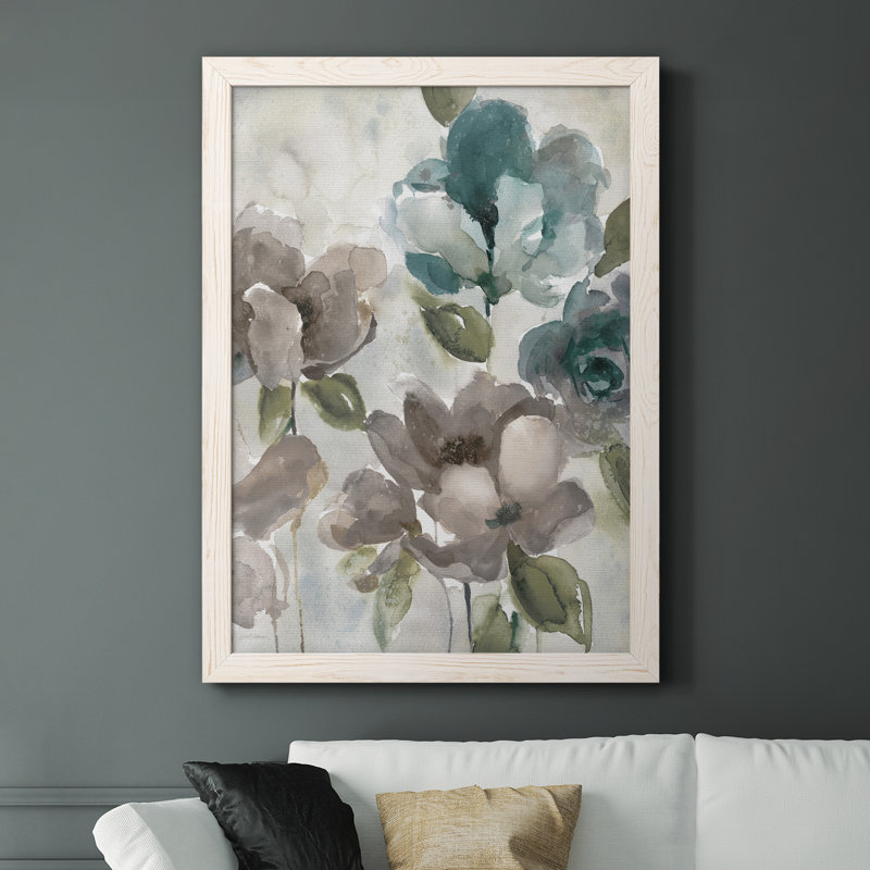 Topaz Garden II - Peinture sur toile encadrée, H 44 po x l 31 po x P 1 po, Cadre blanc