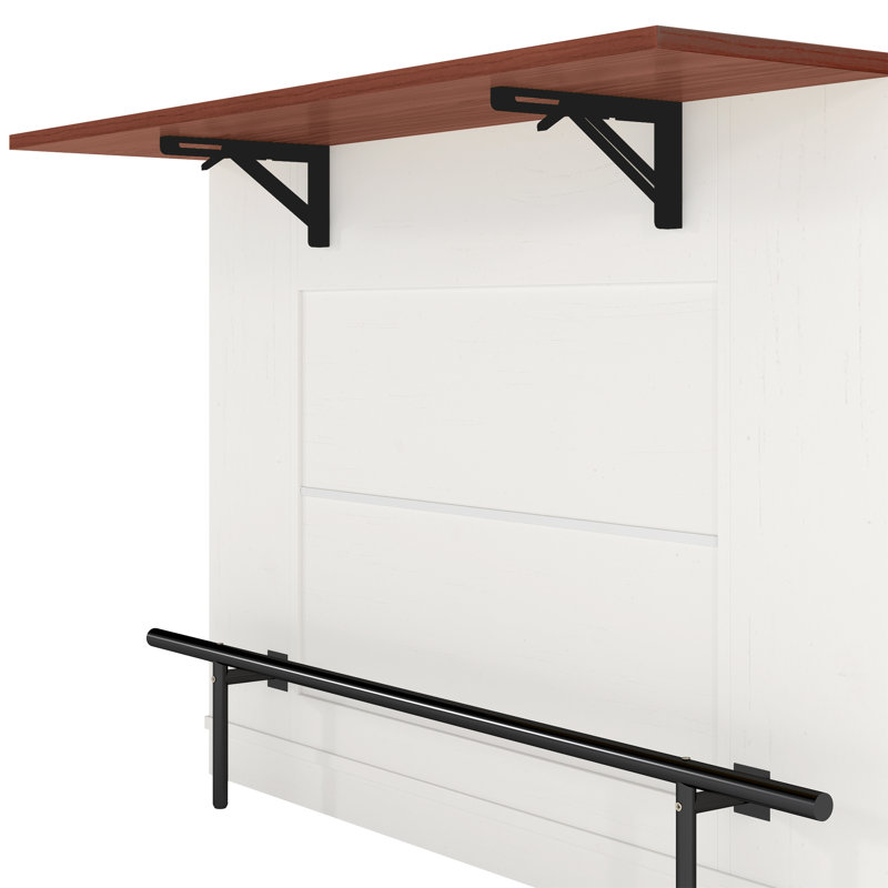 47" Large Portable Kitchen Island Dining Bar Kitchen Table with Drop Leaf and 2 Stools, White/Black/Dark Brown Wood
