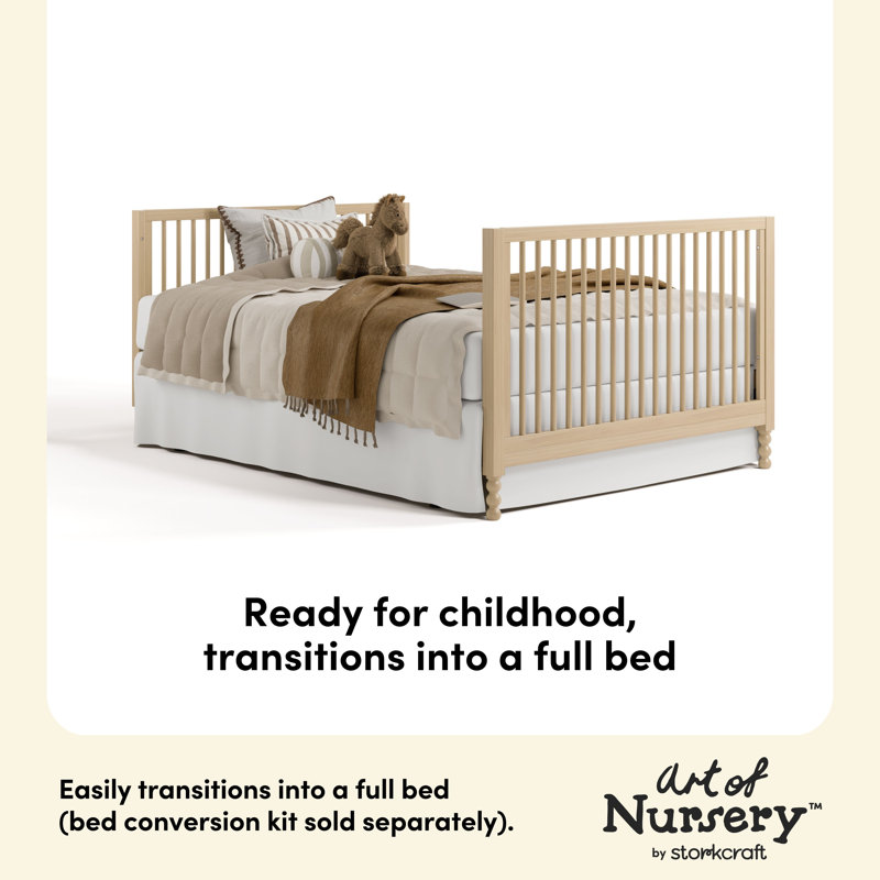 Storkcraft Rio Convertible Crib and 3 Drawer Chest with Removable Changing Topper Nursery Furniture Set, Driftwood
