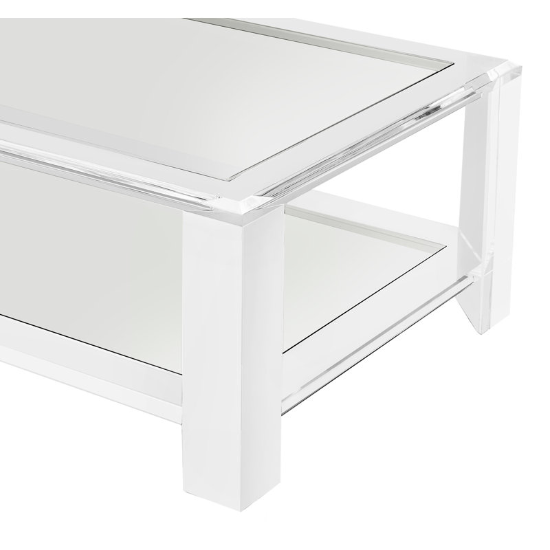 Surrey 52'' Clear Acrylic Rectangular Coffee Table with Storage