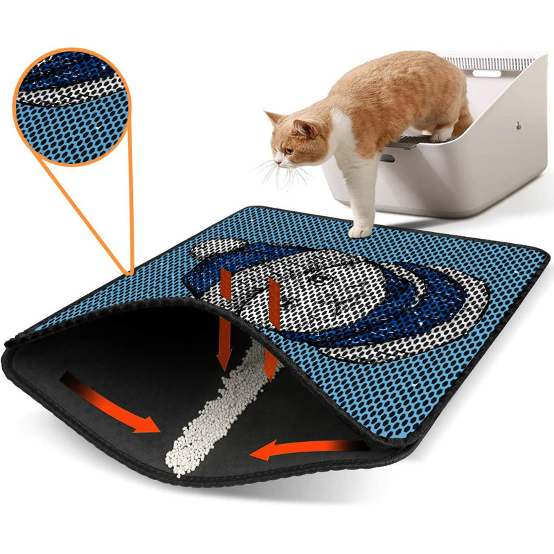 Tapis pour litière de qualité supérieure, 18 po x 24 po | 50% PVC / 50% polyester, lavable à la machine et passer l'aspirateur | Conception durable et facile à nettoyer pour les propriétaires d'animaux de compagnie | Protégez vos planchers des dégâts de la litière