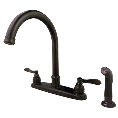 Kingston Brass NuWave French Two-Handle 4-Hole 8" Centerset Kitchen Faucet with Side Sprayer