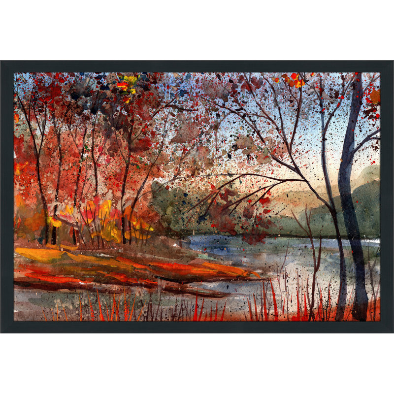« automne lake », reproduction d’art encadrée, H 35,5 po x l 51,5 po x P 0,75 po