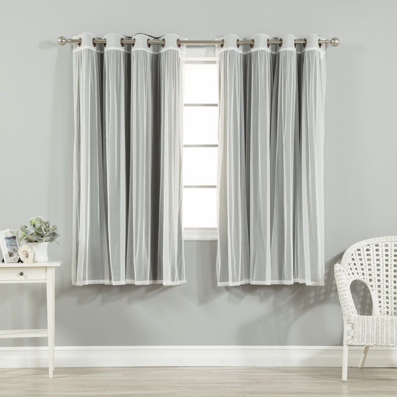 Granados Solid Room Darkening Thermal Grommet Curtain Panels, 52" W x 63" L, Black