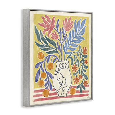 Cyprus Oranges & Plant Still Life Framed Giclee Art, design by Janelle Penner