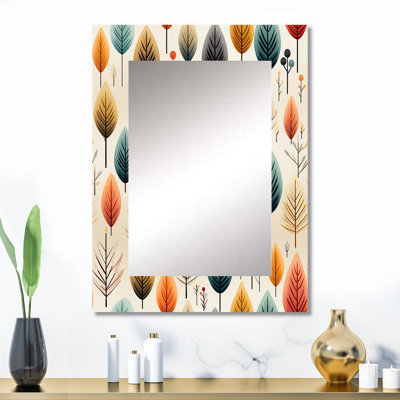 Allexander Teal And Beige Botanical Harmony - botanical  Decorative Wall Mirror, Botanical Mirror, Printed Metal Art