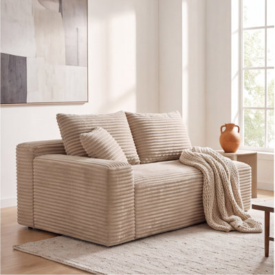 Fauteuil d'appoint modulaire en velours côtelé Camel