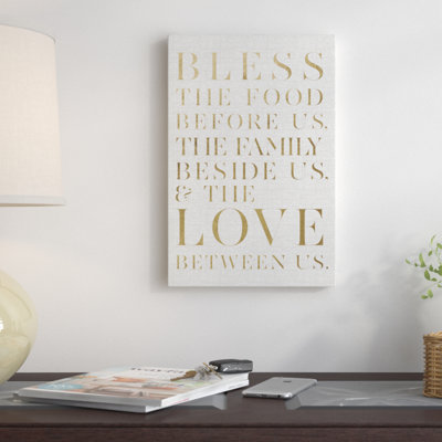 «Gold Bless This Family», impression typographique sur toile